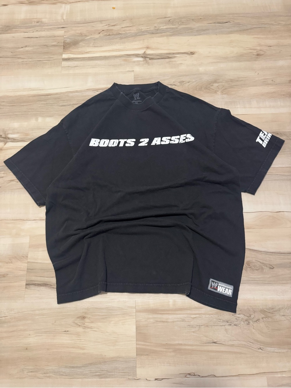 Vintage WWE Authentic Wear “Boots 2 Asses” Graphic T-Shirt Black
